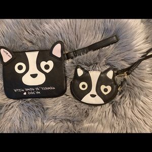 Betsey Johnson wristlet set French Bulldog wallet